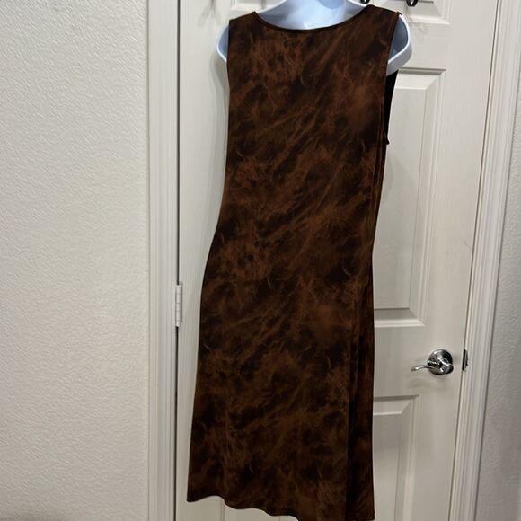 Michael Kors Sheath Dress Animal Print Large Slim Ruched Scoop Neck Sleeveless - Picture 7 of 8